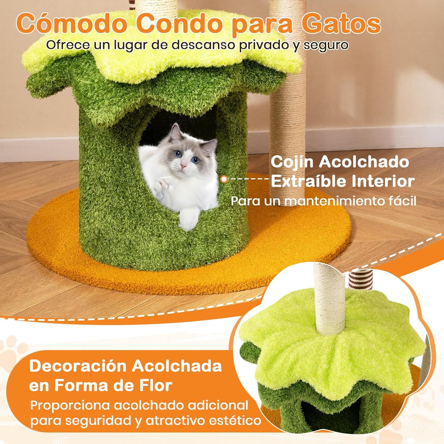 COSTWAY &Aacute;rbol Rascador para Gatos Moderno, 177 cm Rascador para Gatos con M&uacute;ltiples Plataformas, Hamaca, Condominio, Postes de Sisal, Tela de Felpa, Juguete Colgante, Torre Gato, Tema de Hamburguesa, , large Imagen numero 4