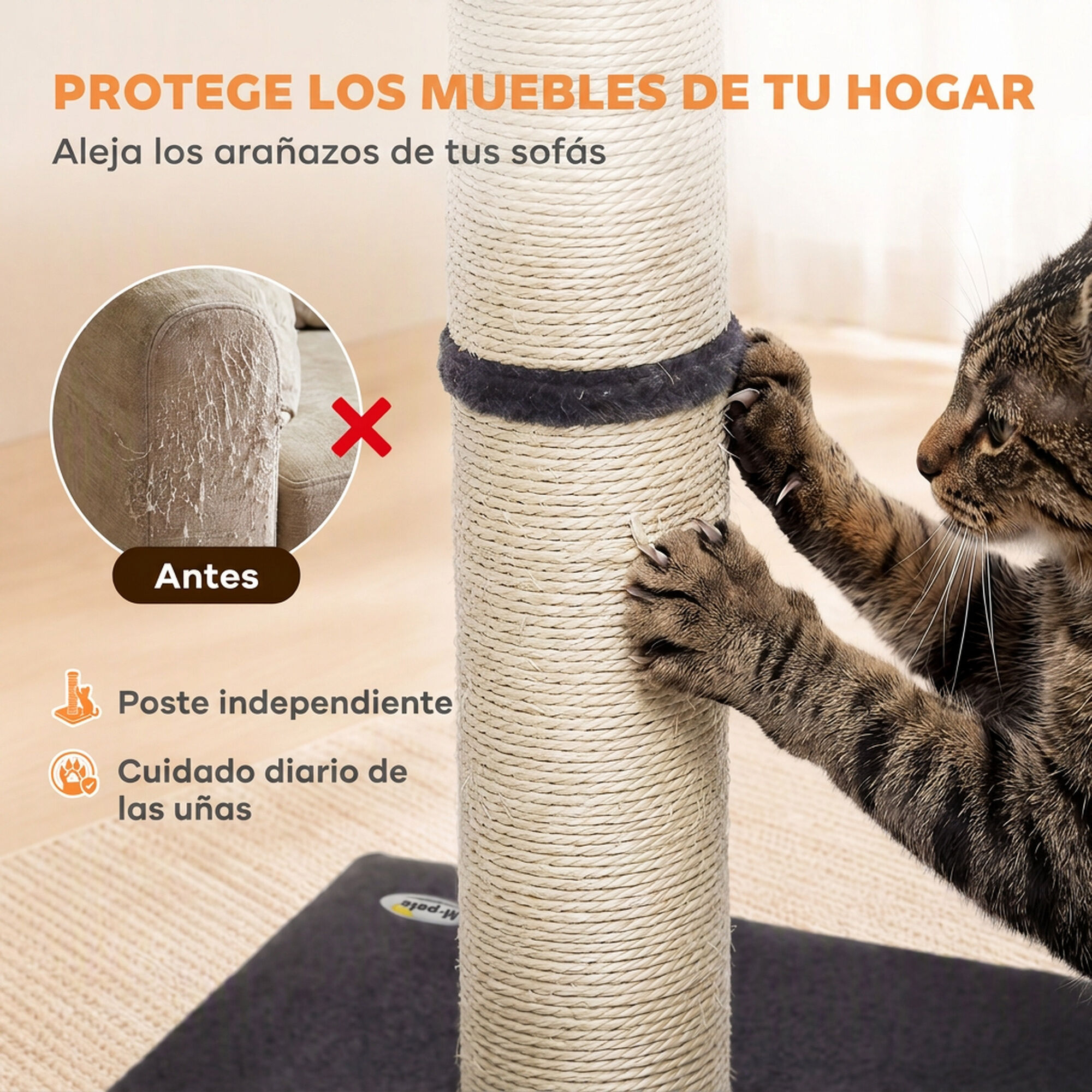 PawHut Poste Rascador Gato Gris oscuro, , large Imagen numero 5