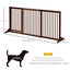 PawHut Barrera para Perros Extensible Barrera de Seguridad para Perros de 3 Paneles con Longitud Ajustable Marco de Madera y Soporte de Pie 113-166x36x71 cm Marrón, , large indicador imagen numero 3