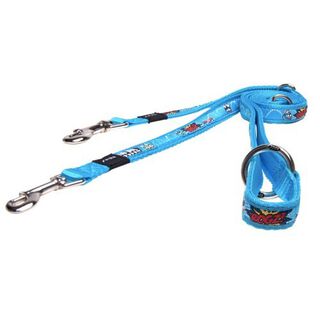 Correa doble Scooter de nylon para perros color Azul Cósmico