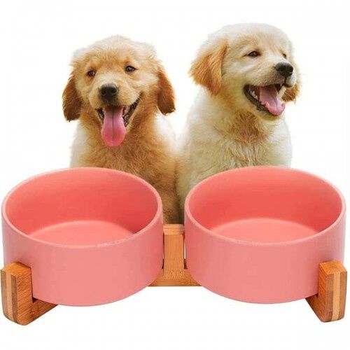 Edipets comedero y bebedero de porcelana rosa para perros, , large Imagen numero 1