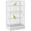 PawHut Jaula para Pájaros 61x36,5x98 cm Pajarera con Puertas Perchas Bandeja Extraíble Cajas de Comidas y Asas Jaula para Ninfas Periquitos Pinzones Canarios Blanco, , large indicador imagen numero 1