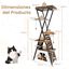 COSTWAY &Aacute;rbol Rascador para Gatos de 185 cm, Torre Gatos con 4 Plataformas, 4 Cojines de Peluche, Cueva, Alfombra Rascadora, Bandas El&aacute;sticas, Bolas Colgantes, Casa Gato, Castillo para Gato, Marr&oacute;n, , large indicador imagen numero 3