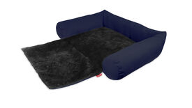 Gauty Cama Redonda Tela Impermeable y pelo - Azul y negro para Perros y Gatos  