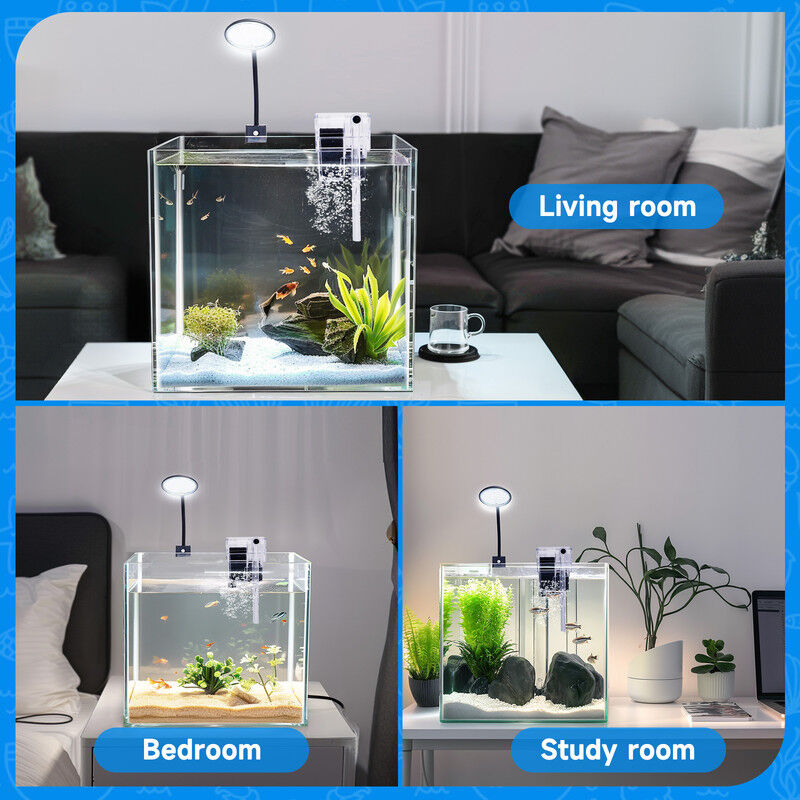Nobleza Acuario de Cristal 27L sin Tapa con Filtro de Mochila y Luz LED de Clip Flexible, , large Imagen numero 3