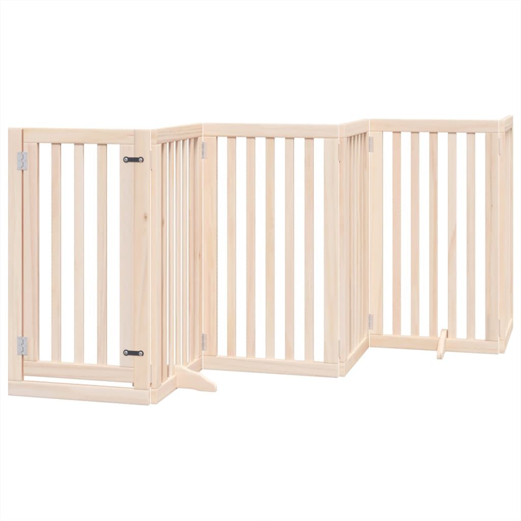 vidaXL Puerta para perros plegable 6 paneles madera de &aacute;lamo 300 cm, , large Imagen numero 1