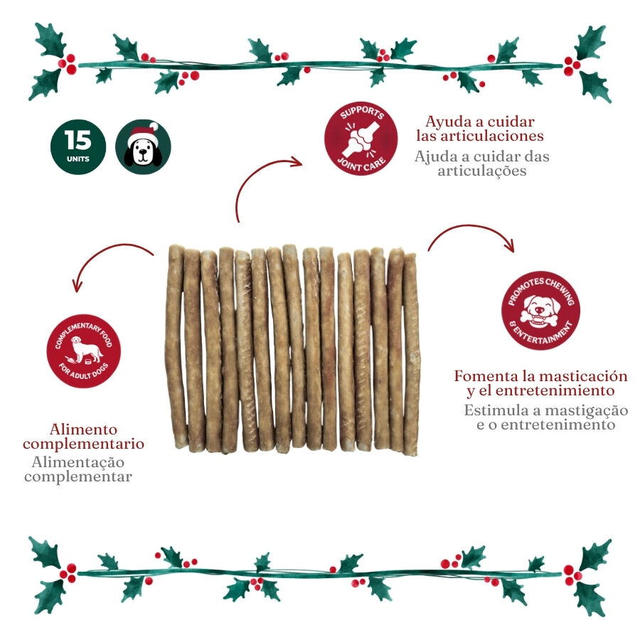 1 pack x 15 uds. Wonder Christmas Palitos Col&aacute;geno con Pavo Snacks para perros, , large Imagen numero 3