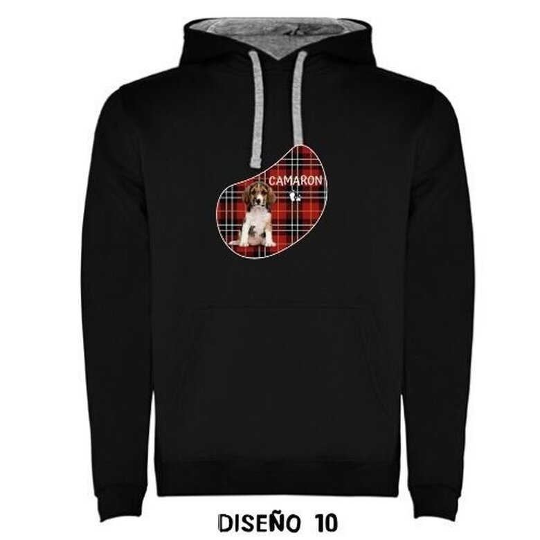 Sudadera con capucha unisex cuadros personalizable color Negro, , large image number null