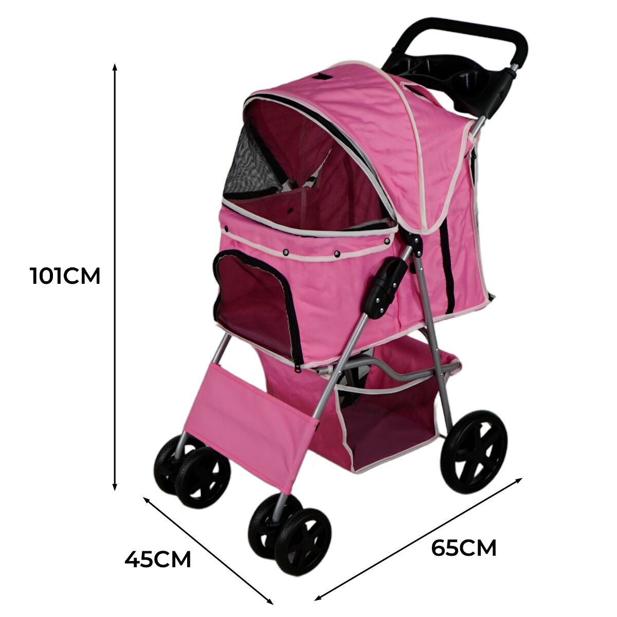 Cochecito para Mascotas con Cubierta de Lluvia - Rosa, , large Imagen numero 3