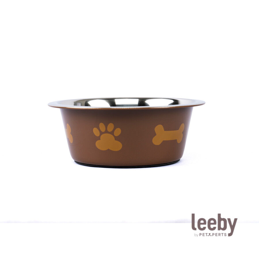 Leeby Comedero Estampado Huellas Acero Inoxidable para perros, , large Imagen numero 2