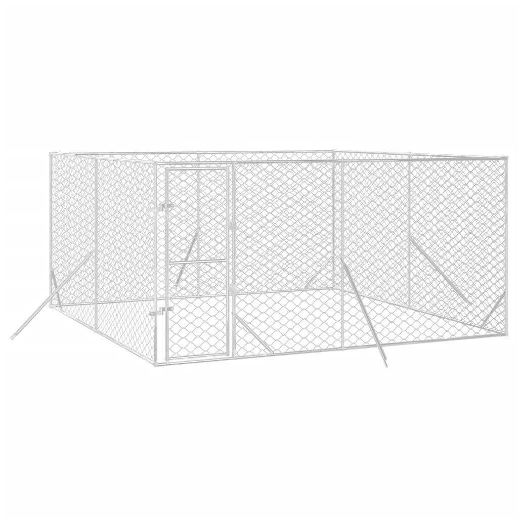vidaXL Perrera de exterior acero galvanizado plateado 4x4x2 m, , large Imagen numero 2