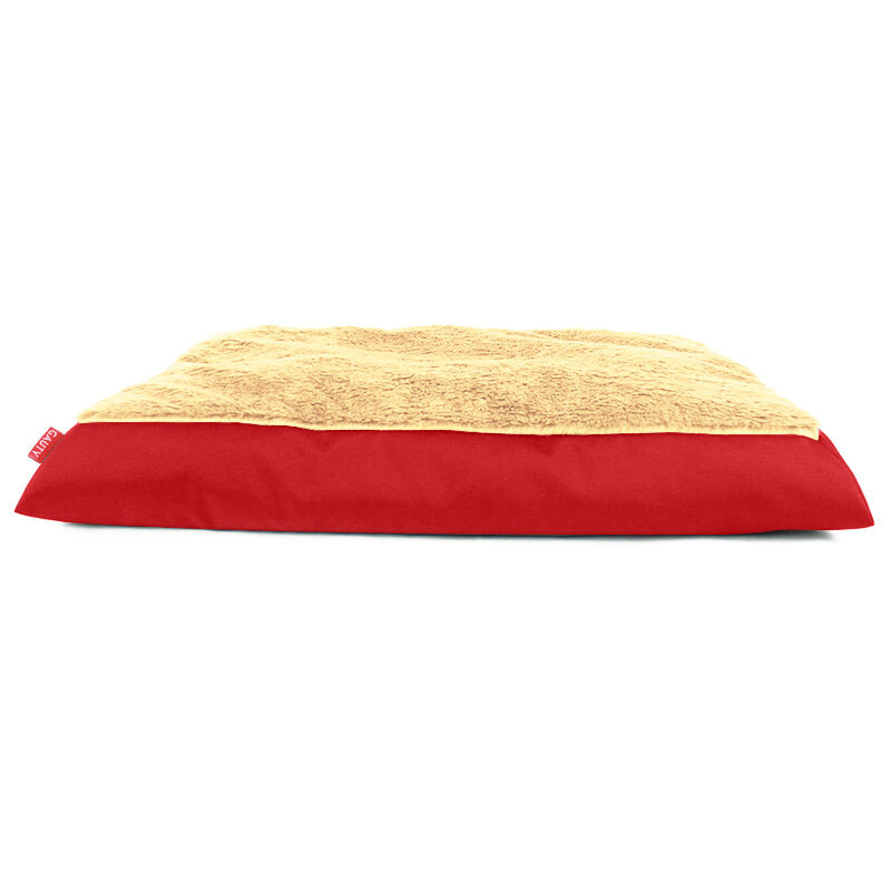 Gauty Cama Redonda para Perros y Gatos  Tela Impermeable y pelo - Rojo y beige, , large Imagen numero 1