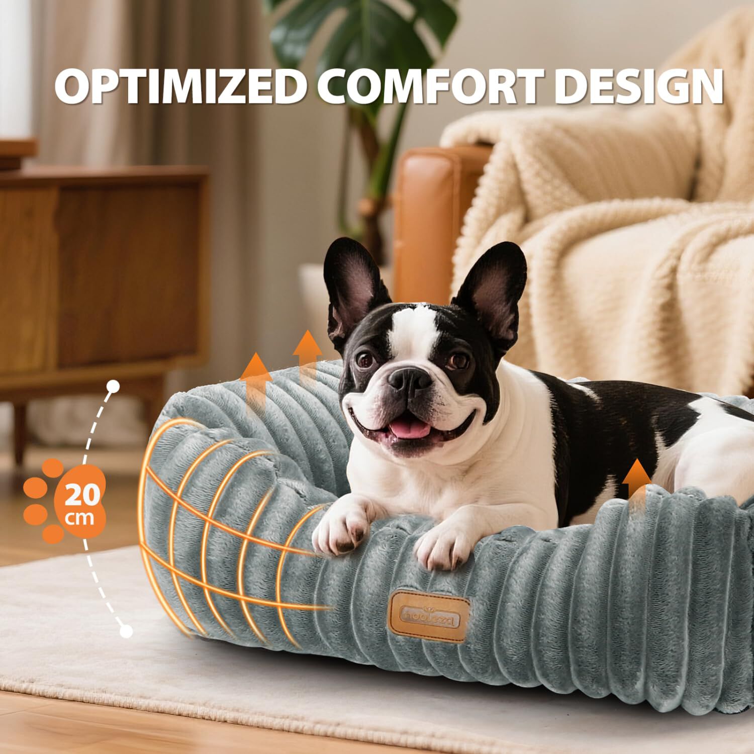 Nobleza Cama para Perro Peque&ntilde;o, Cama de Perro Lavable, 85x75x20cm para Perros con Suave Relleno de Esponja, Fondo Antideslizante, Funda Extra&iacute;ble, Gris, , large Imagen numero 3