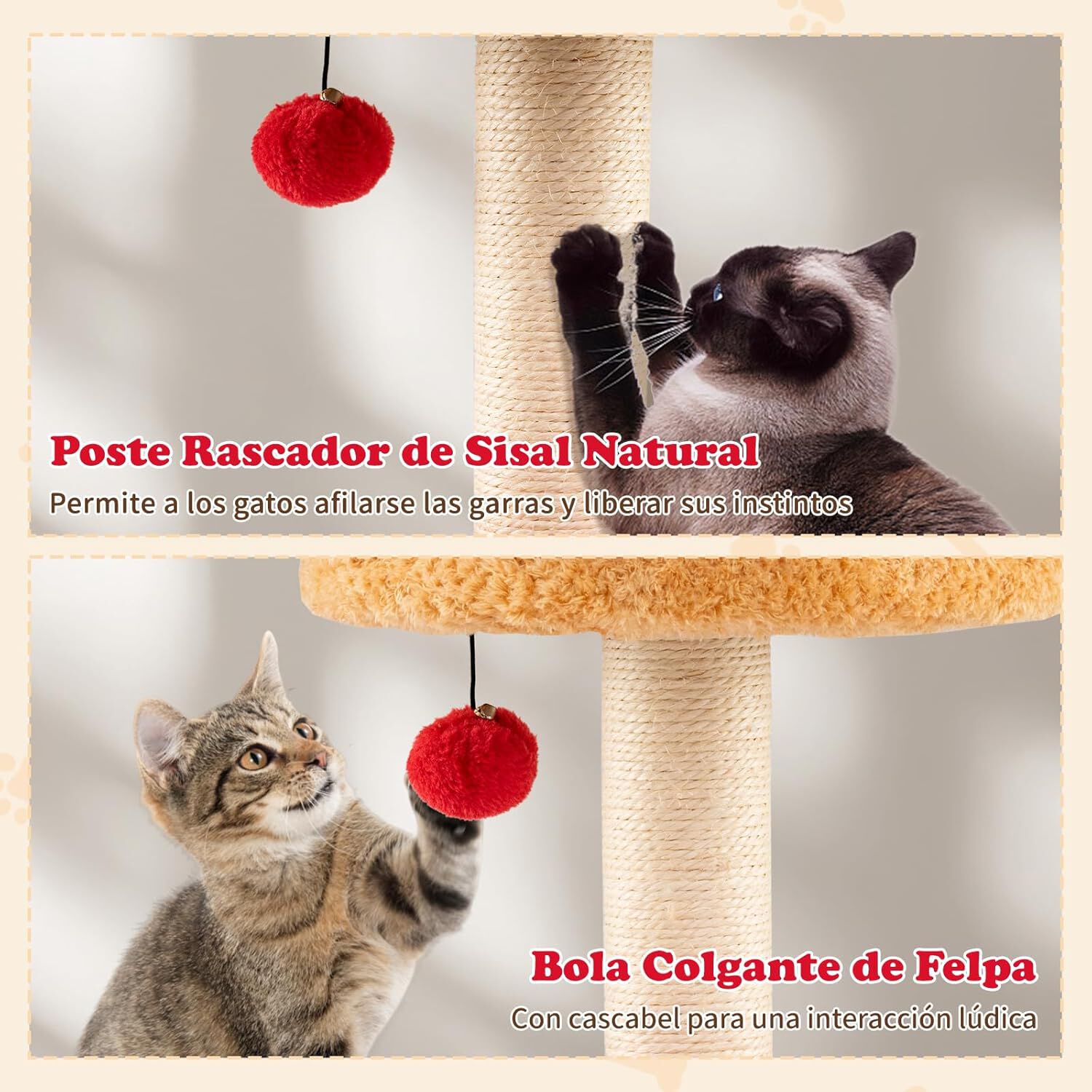 COSTWAY &Aacute;rbol de Navidad para Gatos, 80 cm Torre Gatos Navide&ntilde;o con Rascador de Sisal, Pelota Colgante, Coj&iacute;n Suave, Acolchado Felpa, Rascador Gato en Forma de Reno con Cama para Decoraci&oacute;n Navide&ntilde;a, , large Imagen numero 4