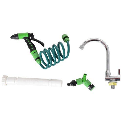 Mesa Plegable con Fregadero Grifo y Pistola de Riego Extensible para Camping Barbacoa Exterior, , large Imagen numero 4