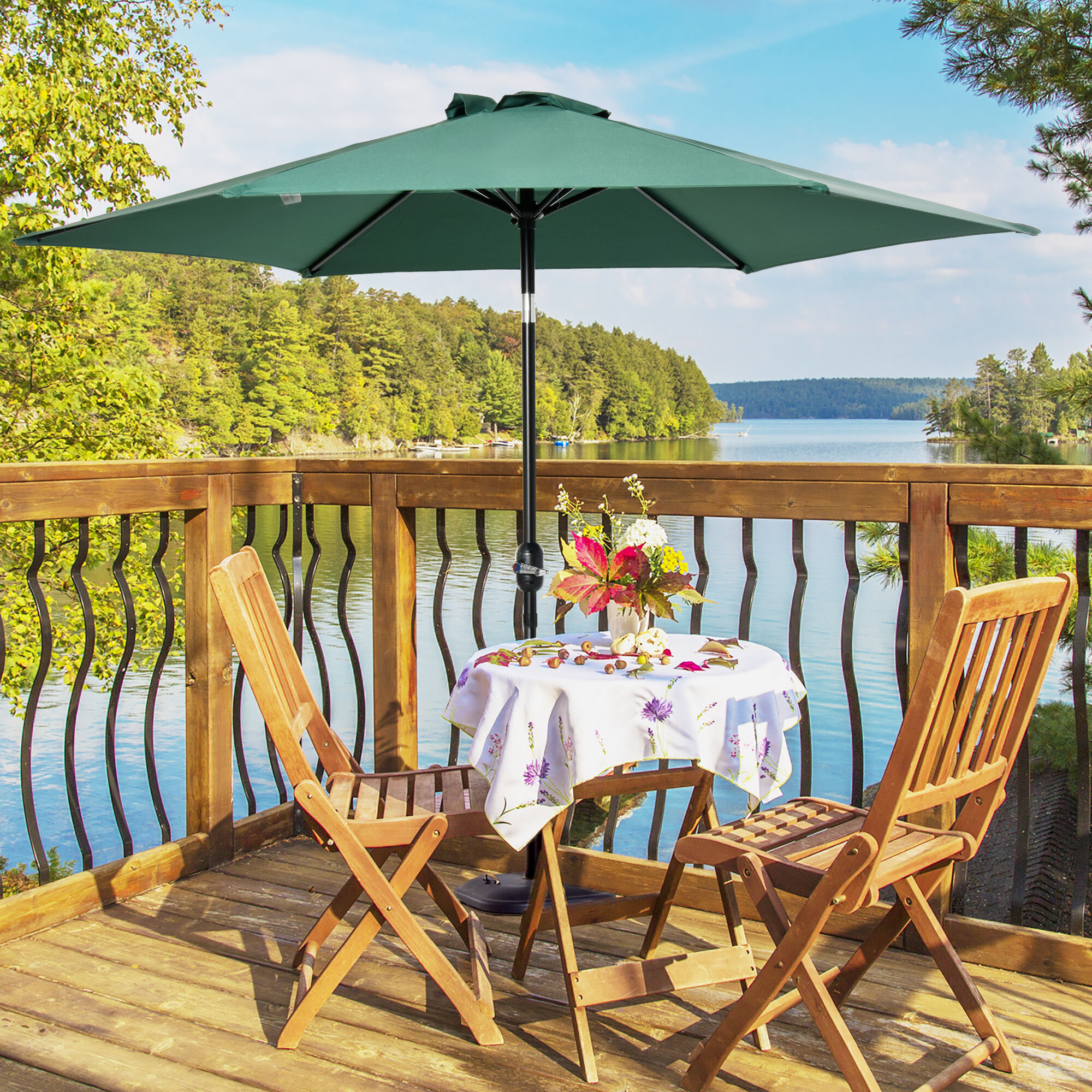 Outsunny Sombrilla Para Jardín Parasol De Aluminio Con Manivela thumbnail