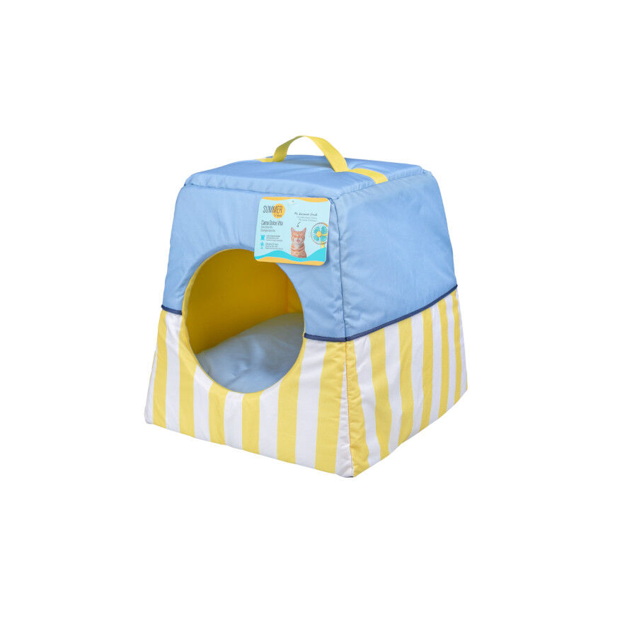 Summer Vibes Cama Cueva Azul y Amarillo para gatos, , large Imagen numero 2