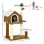 PawHut &Aacute;rbol Rascador para Gatos Altura 89 cm Torre para Gatos con Caseta de Felpa Plataforma Poste en Forma de Coco de Sisal y Bolas Colgantes 55x40x89 cm Marr&oacute;n, , large indicador imagen numero 2