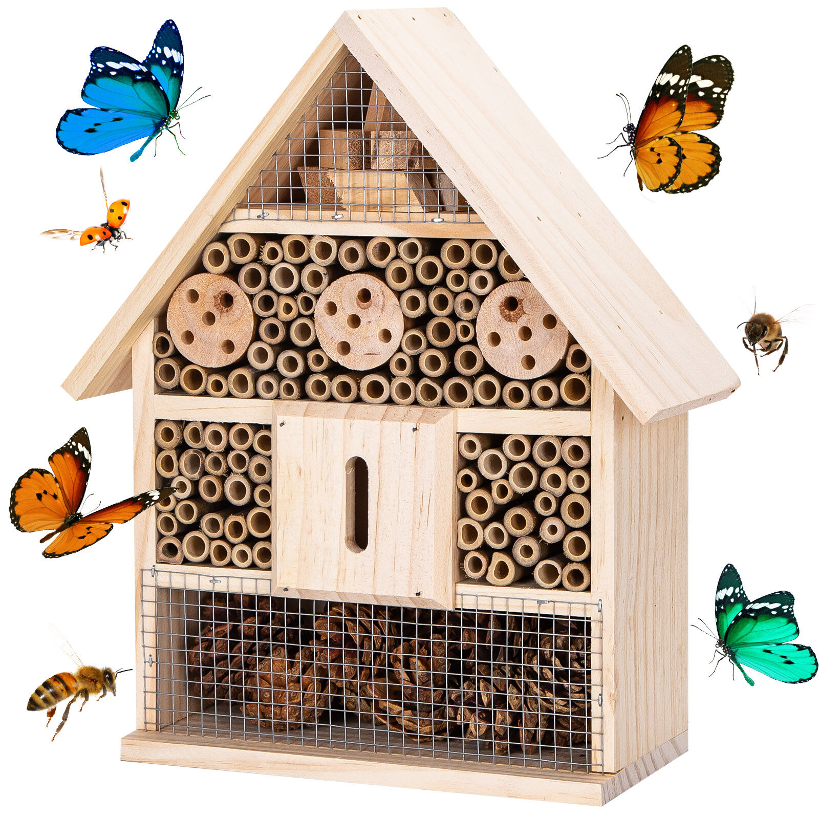 Nobleza - Hotel de Insectos, Casa para Insectos en Madera Natural para Abejas, Observatorio de Insectos, Madera  L - 26*10.5*30.5CM(1), , large Imagen numero 1