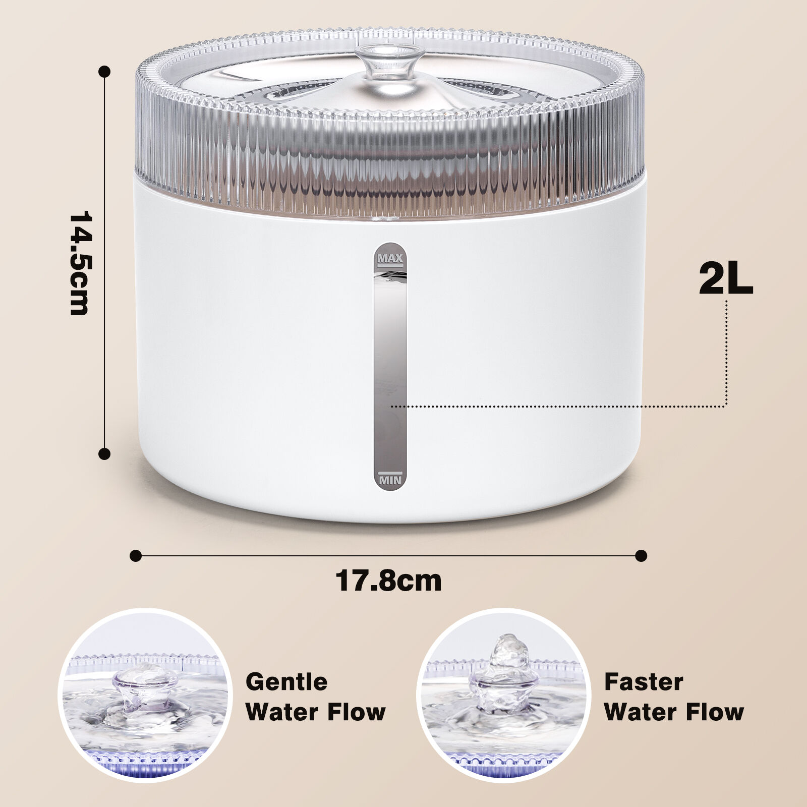 Nobleza - Fuente para Gatos 2L, Fuente de Agua para Mascotas Ultra Silenciosa, Luz LED Inteligente, con Filtros De Carb&oacute;n Activado Y Bomba De Agua, Apto para M&uacute;ltiples Mascotas, Blanco, , large Imagen numero 2