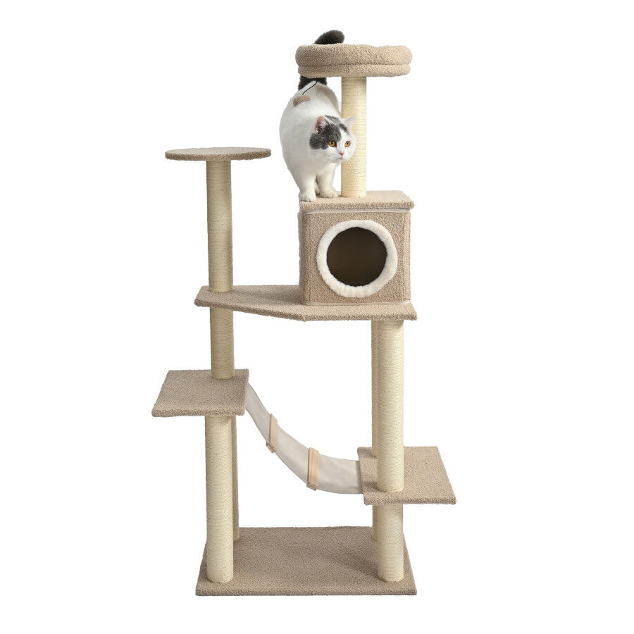 Leeby Boucle Collection &Aacute;rbol rascador con cama nido y puente para gatos, , large Imagen numero 6