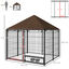 PawHut Perrera con Toldo Parque para Perros Metálica de Exterior con Soporte Giratorio para Comida 2 Cuencos para Patio Jardín Terraza 141x141x151 cm Negro, , large indicador imagen numero 3