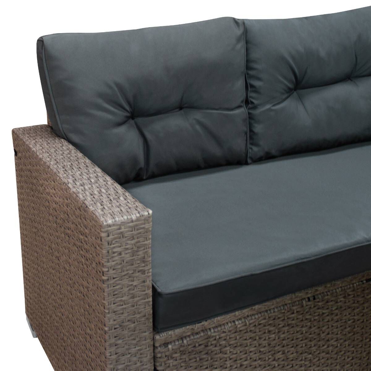 Set Muebles de Jardin Esquinero de Rat&aacute;n - Gris, , large Imagen numero 3