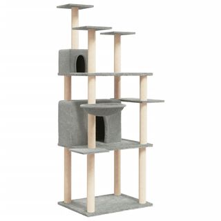vidaXL Rascador con Postes de Sisal Gris Claro 166 cm para gatos