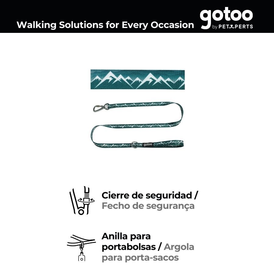 Gotoo Correa con mosquet&oacute;n de seguridad verde para perros, , large Imagen numero 4