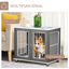 PawHut Jaula para Perros de Madera Mesa Auxiliar 85x55x75 cm con Tablero de Almacenaje 2 Puertas de Cerradura y Rejillas de Acero Mueble Perrera para Interiores Gris, , large indicador imagen numero 4