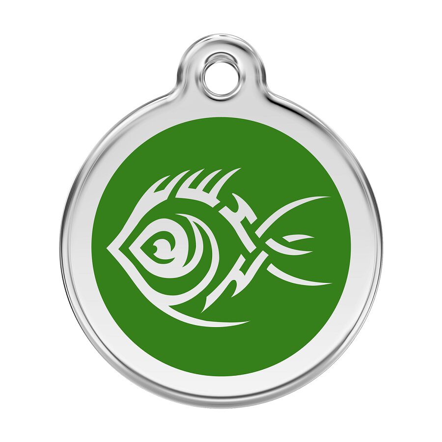 Placa identificativa Acero Inoxidable Esmalte Tribal Pez Verde para perros, , large Imagen numero 1
