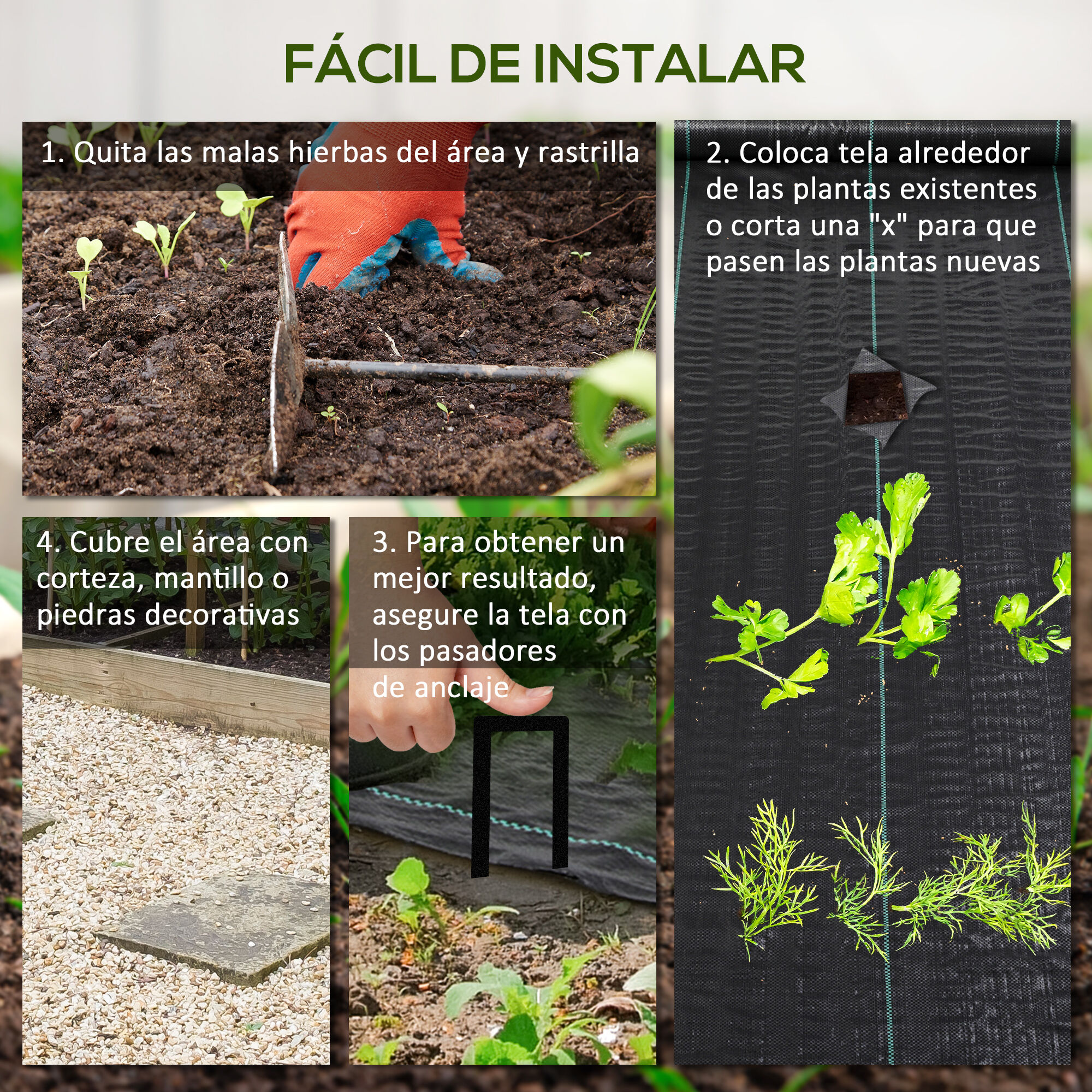 Outsunny Malla Antimaleza negra para malas hierbas Jardín thumbnail