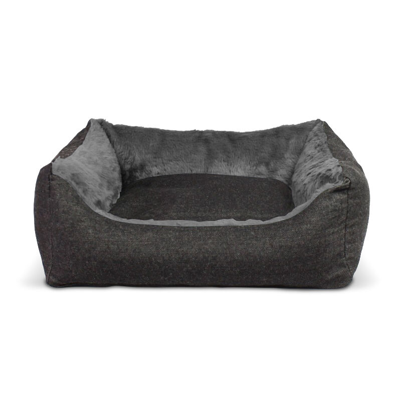 Gauty Cama Rectangular para Perros y Gatos  Denim y pelo - Negro y gris, , large Imagen numero 1