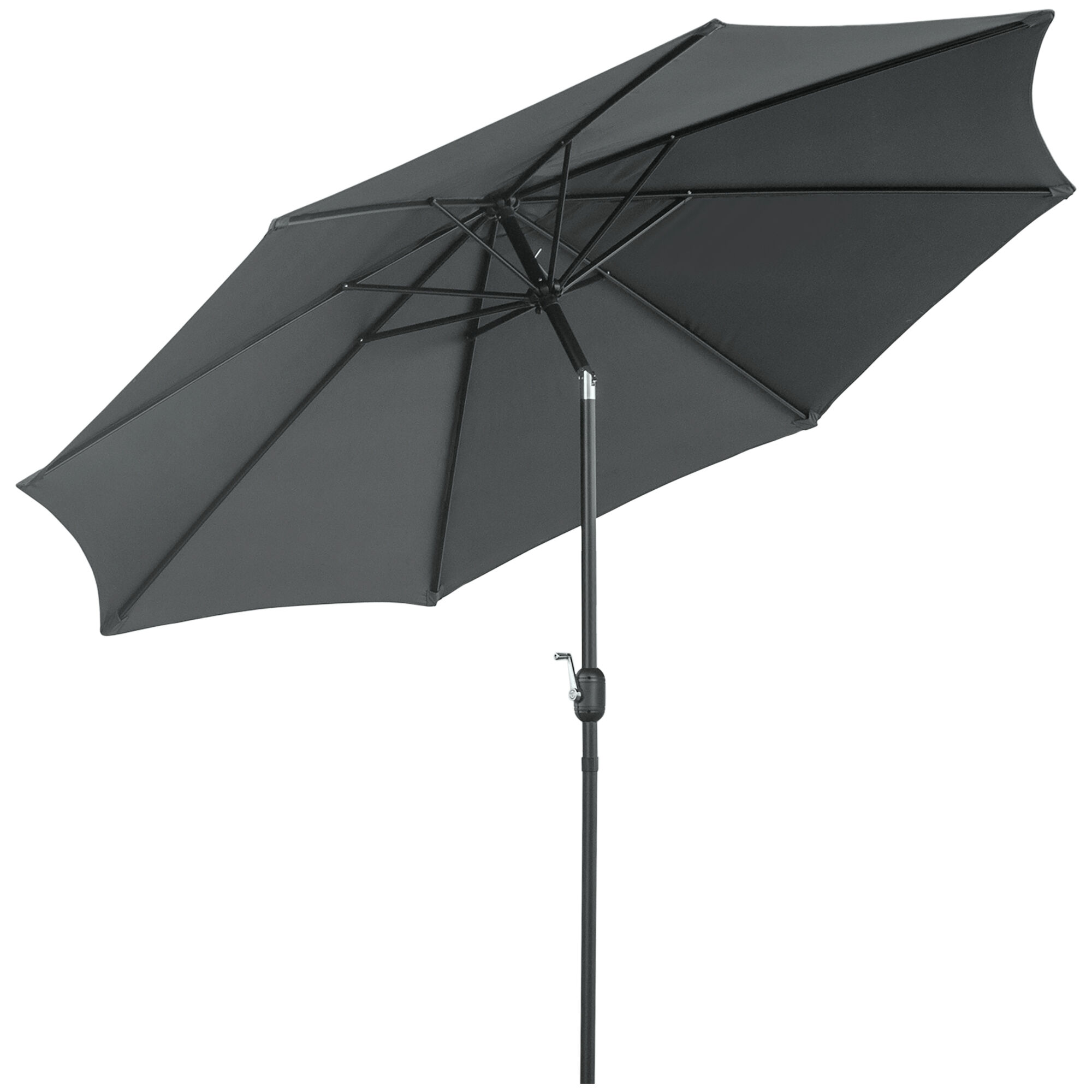 Outsunny Sombrilla de Jard&iacute;n &Oslash;295x250 cm con Manivela Parasol Exterior con Mecanismo de Inclinaci&oacute;n y Poste Desmontable de Metal para Terraza Piscina Patio Gris Oscuro, , large Imagen numero 1