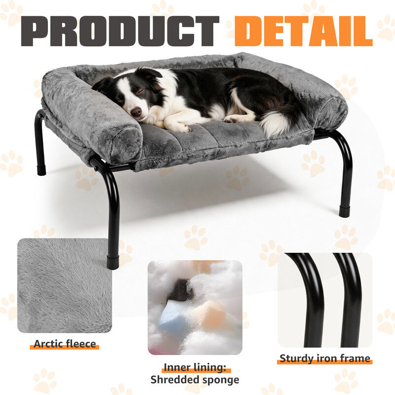 Nobleza Cama Elevada Sof&aacute; para Perros (XL-122*71*32cm) - Cama 2 en 1 Invierno/Verano con Coj&iacute;n de Felpa Desmontable, Cama T&eacute;rmica y Transpirable para Exterior e Interior, Gris, , large Imagen numero 8