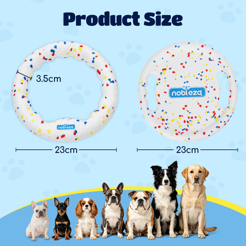 Nobleza Frisbee para Perros Pack de 2 &ndash; Disco Volador Interactivo de Goma E-TPU Indestructible y Ultraligero, Juguete Flotante y Limpiadientes para Adiestramiento en Playa y Parque &Oslash; 23 cm, , large Imagen numero 2
