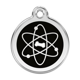 Red Dingo Placa identificativa Acero Inoxidable Esmalte Atomo Negro para perros