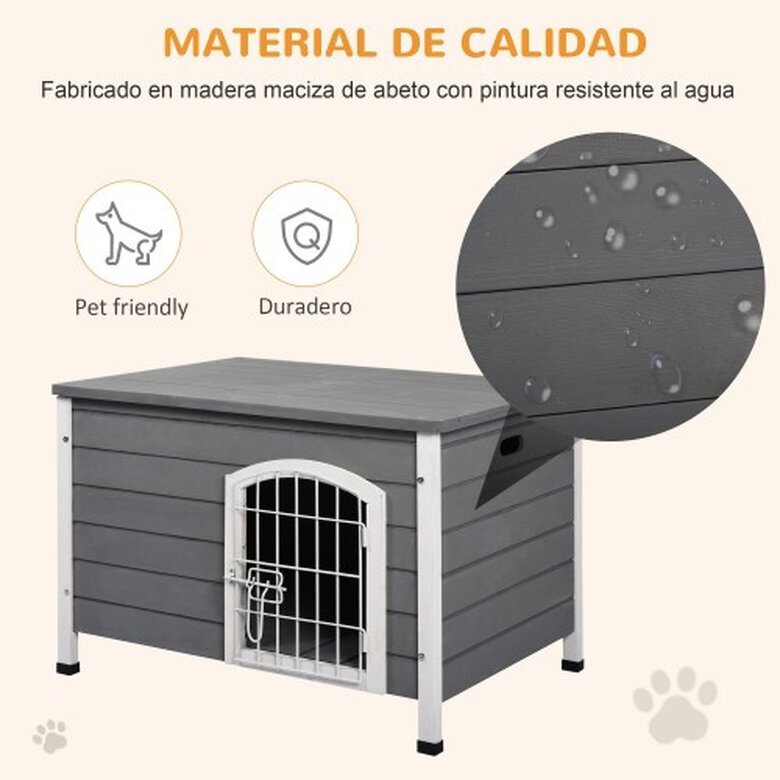 PawHut caseta de madera con puerta gris para perros, , large image number null