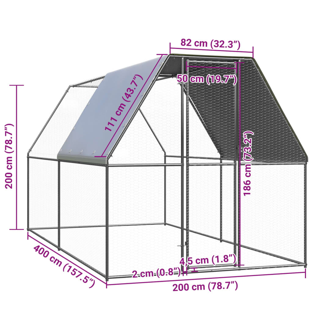 vidaXL Jaula gallinero de acero galvanizado 3x12x2 m, , large Imagen numero 25