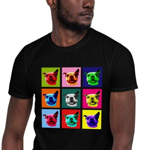 Mascochula camiseta hombre warhol personalizada con tu mascota negro thumbnail