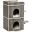 Pawhut Caseta para Gatos de Madera Casa para Gatos Forma de Barril con 3 Cojines 2 Orificios Frontales y 2 Plataformas Laterales 68x53x80,5 cm Gris, , large indicador imagen numero 1