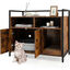 COSTWAY Caja de Arena para Gato, Aseo Gatos Mascotas de Madera, Mueble de Madera para Gatos con Estante & 2 Compartimentos, Muebles Interior para Gatos Ocultos para Entrada, Sala de Estar (Café), , large indicador imagen numero 1