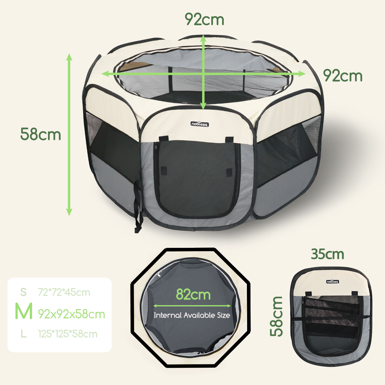 Nobleza - Parque Plegable para Perros, Port&aacute;til Parque para Perros, Impermeable Parque de Juego de Tela Oxford, Jaula Octagonal para Cachorros, Gatos, Perros, Conejos, 92x92x58cm, , large Imagen numero 7