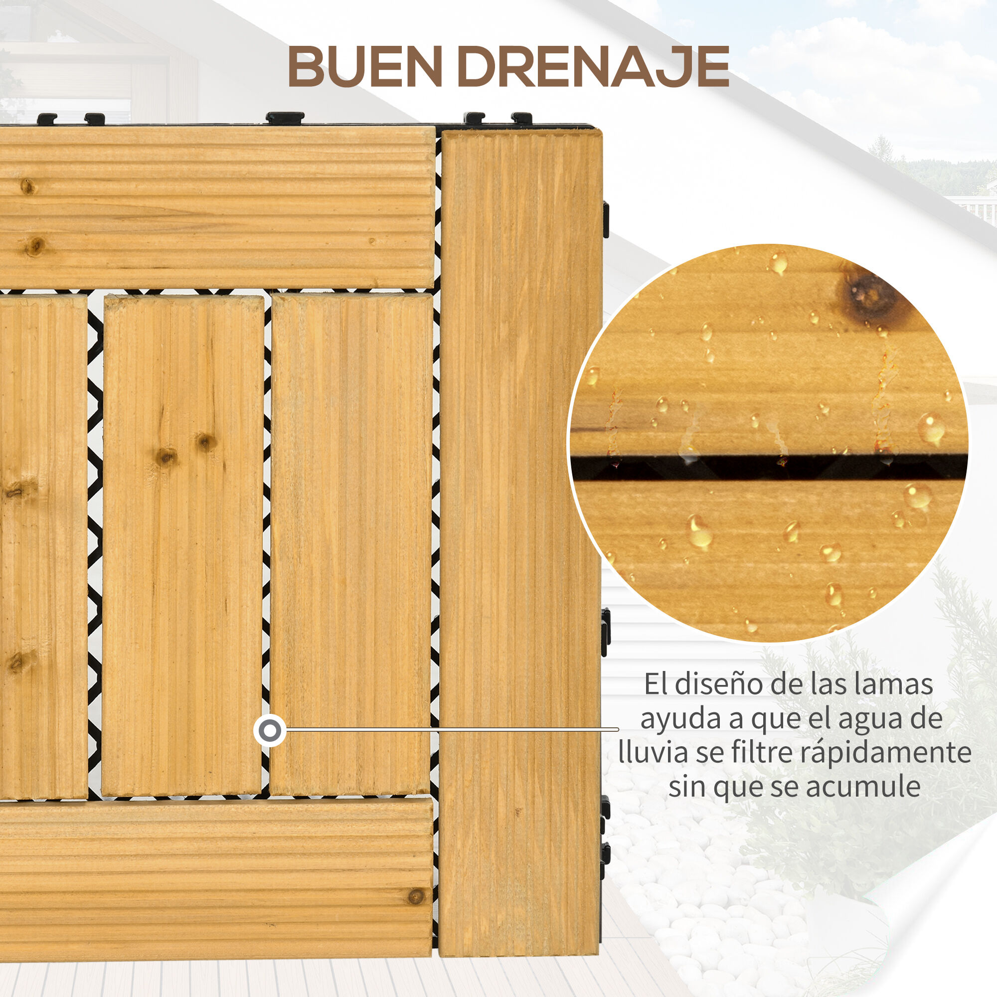 Outsunny Set de 27 Piezas Baldosas de Madera, , large Imagen numero 5
