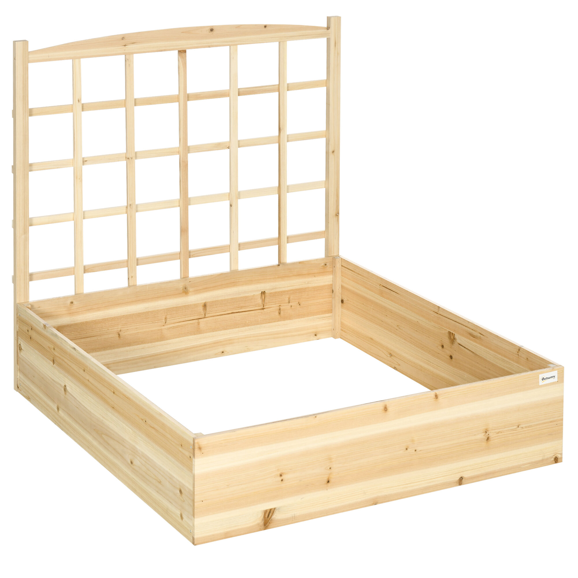 Outsunny Jardinera de Madera con Enrejado Arriate de Jard&iacute;n con Celos&iacute;a Jardinera de Caja para Trepadoras Cultivos Verduras Flores 110x116x120 cm Natural, , large Imagen numero 1