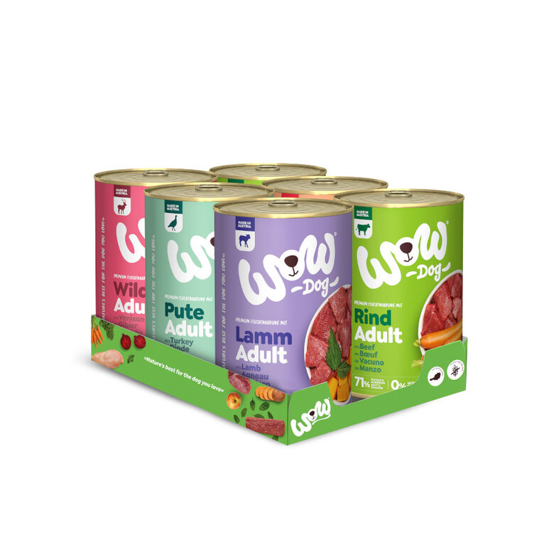 6 latas x 400 g Wow Food Adult lata para perros