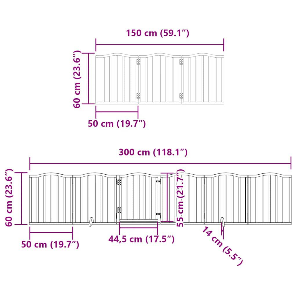 vidaXL Puerta para perros plegable 12 paneles madera de &aacute;lamo 600 cm, , large Imagen numero 9