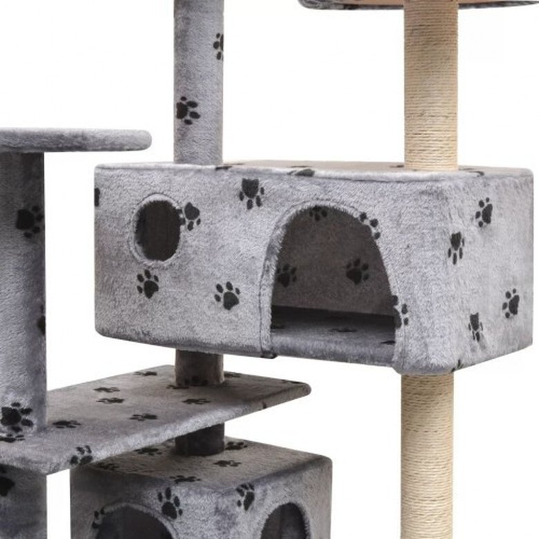 Rascador con poste rascador para gatos color Gris Huellas, , large image number null