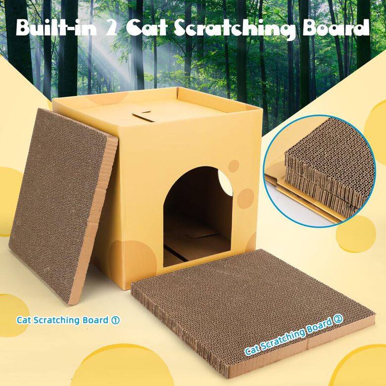 Nobleza Casa Gato con Rascador de Cartón y Hierba Gatera para Gatos thumbnail