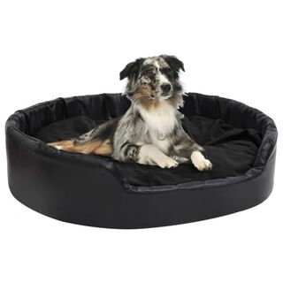 Vidaxl sofá acolchado ovalado con cojín negro para perros